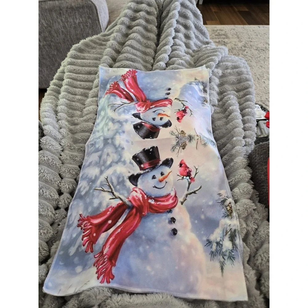 Christmas Snowman Kitchen Set Towel Oven Mitt Pot Holder Red Cardinal‎ Winter